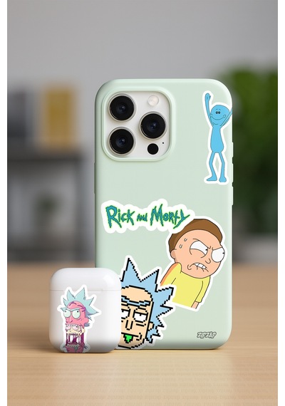 Rick And Morty Çizgi Dizi Telefon Laptop Bullet Journal Yapışkanlı Folyo Sticker Paketi 21 Adet Çok Renkli