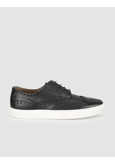 Cabani Siyah Hakiki Deri Erkek Oxford Sneaker