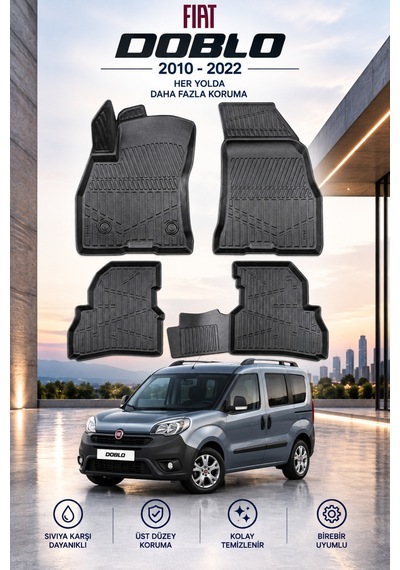 Fiat Doblo 2010-2022 Aracınıza Özel Üretim Havuzlu Paspas Takımı A+ -mod-