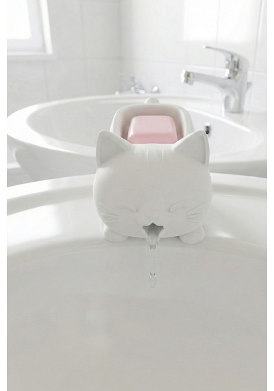 Sevimli Kedi Sabunluk Plastik Banyo Dekoratif Aksesuar