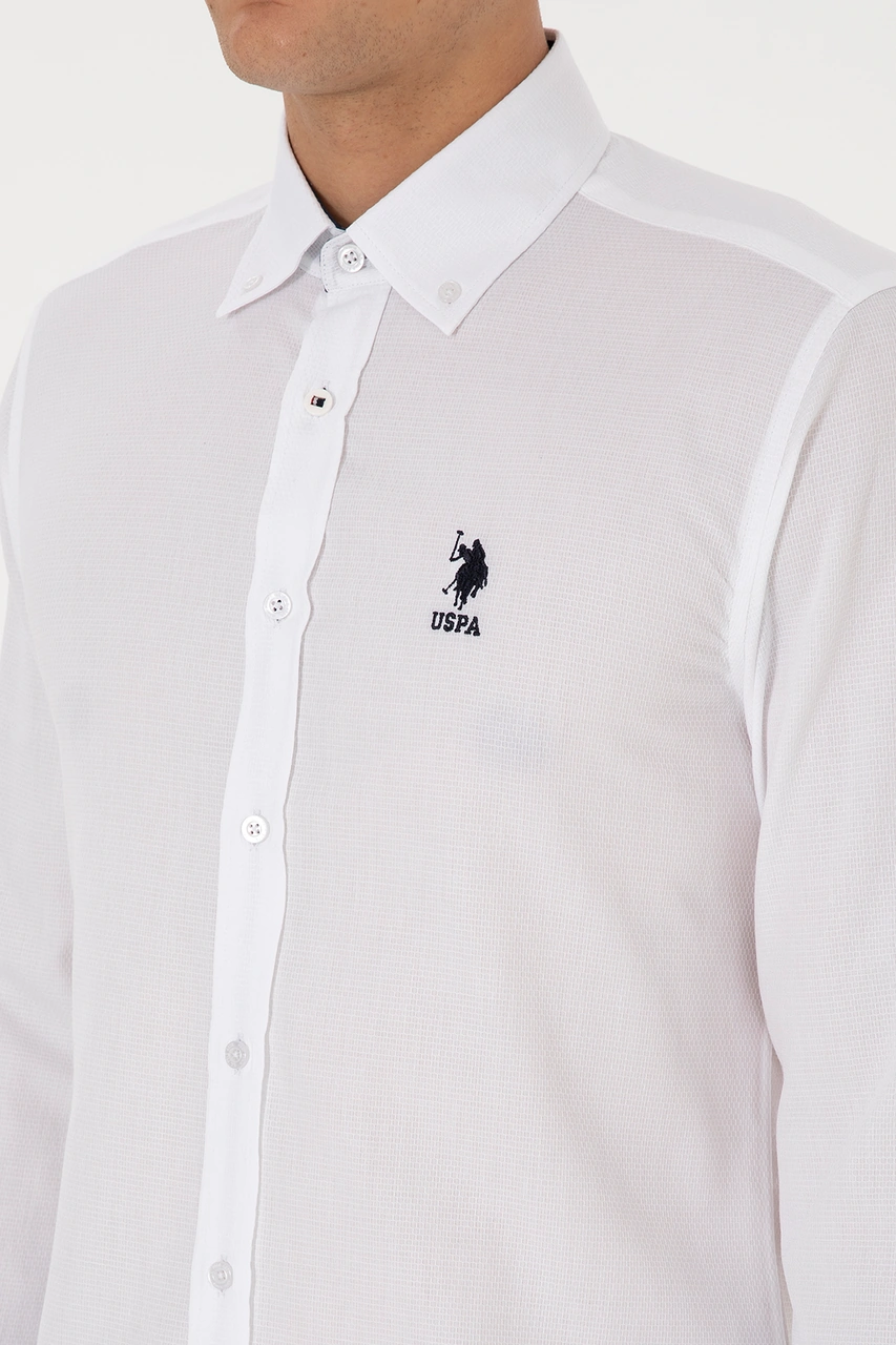 U.s. Polo Assn. Erkek Beyaz Gömlek Desenli 50308524-vr013 Beyaz
