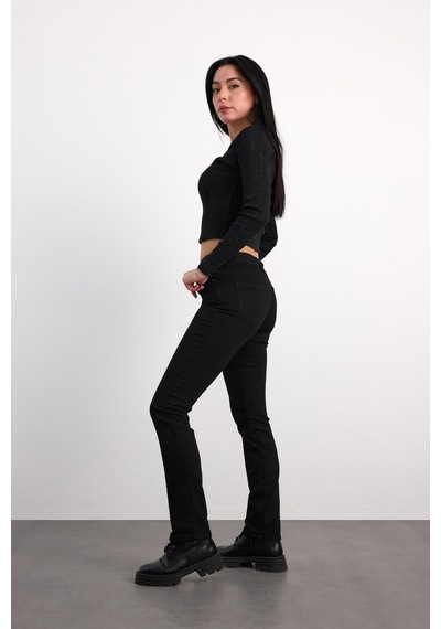 22985-73599 Kadın Straıght Fit Hıgh Rıse Denim Pantolon 22985-73599 Black Black