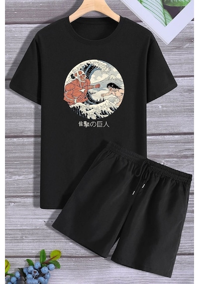 Uyguntarz Titan Şort T-shirt Eşofman Takımı Siyah