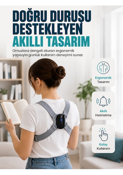 Titreşim Uyarılı Akıllı Düzeltici Günlük Kullanıma Uygun Dik Duruş Cihazı - Lisinya