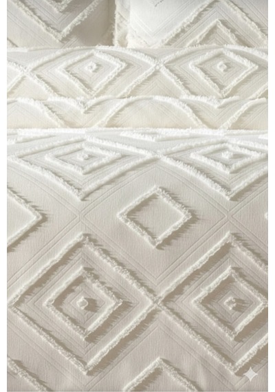 Iskandinav Gri Tek Kişilik Yatak Örtüsü 180 X 240 Cm Ve 1 Adet Yastık Beyaz