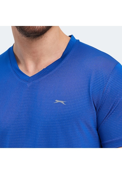 Slazenger KATRIINA Erkek V Yaka Saks Mavi Tişört