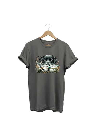 Avcılık Labrador Av Köpeği Ördek Avı Ördek Avcısı Baskılı Regular Fit %100 Pamuk Gri T-shirt Antrasit