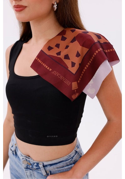 Koyu Bordo Terrazzo - Madrid Model Fular Estascarf Renkli