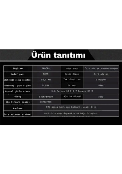 Techtic Hd Teleskop Monoküler El Dürbünü 10-30x50 Zoom Tripot Yeşil