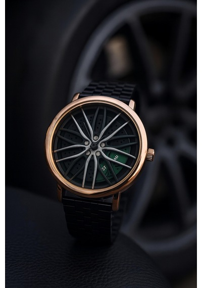Metal Ayarlanabilir Kordon Araba Jant Model Erkek Kol Saati Yeşil - 750657802 Gümüş