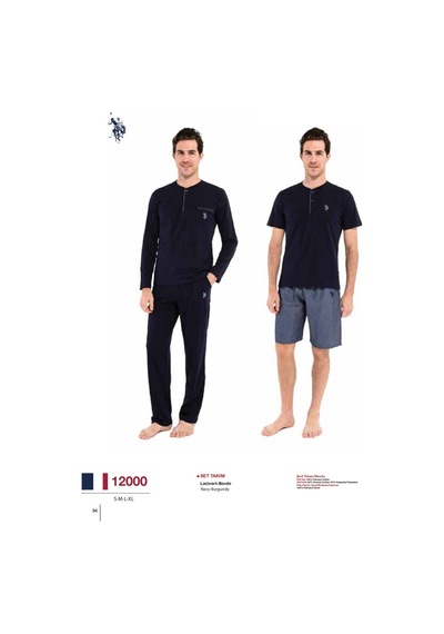 U.S. Polo Assn. Erkek Sabahlık Set Takım 12000 Bordo
