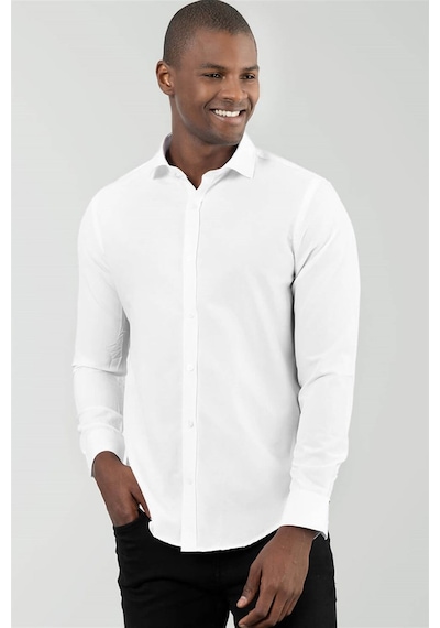 Tudors Slim Fit Dar Kesim Düz Erkek Gömlek-17089 Beyaz Tudors Slim Fit Dar Kesim Düz Erkek Gömlek-17089 Beyaz