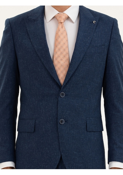 Cacharel Lacivert Slim Fit Keten Karışımlı Takım Elbise Cacharel Lacivert Slim Fit Keten Karışımlı Takım Elbise