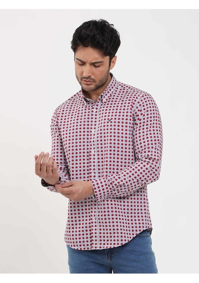 Dufy Kırmızı Erkek Slim Fit Puantiyeli Brent Düğmeli Yaka Uzun Kol Gömlek - 104344-kırmızı Kırmızı Dufy Kırmızı Erkek Slim Fit Puantiyeli Brent Düğmeli Yaka Uzun Kol Gömlek - 104344-kırmızı Kırmızı