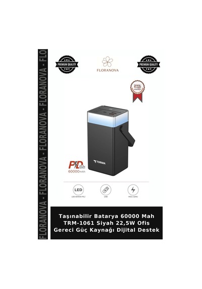Taşınabilir Batarya 60000 Mah Trm-1061 Siyah 22,5w Ofis Gereci Güç Kaynağı Dijital Destek Çok Renkli