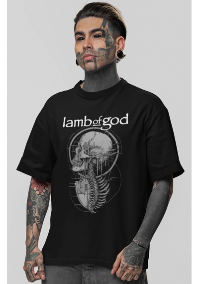 Lamb Of God Rock Metal Müzik Grubu Baskılı Unisex Oversize Tişört Siyah