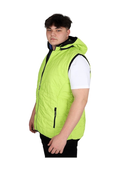 Mode Xl Büyük Beden Erkek Kapüşonlu Fermuarlı Şişme Yelek U24700 Koyu Yeşil