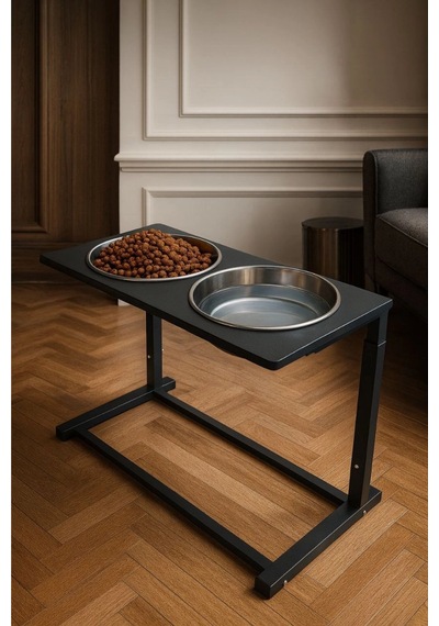 Reyo Ok-ay Store Aybisev 2 Model Xl Büyük Irk Köpekler İçin Yüksekliği Ayarlanabilir Mama Su Standı Siyah