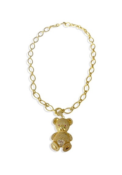 Bear Gold Trend Zincirli Gümüş Kolye Gümüş