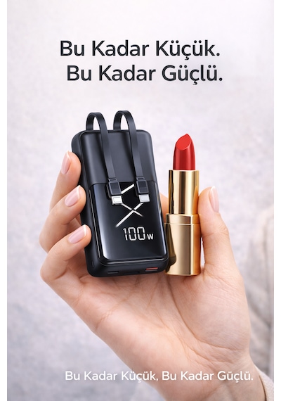 22.5w Hızlı Şarj Mini Powerbank 10000mah Dahili Lightning & Type-c Kablolu Taşınabilir Şarj Cihazı, Dijital Göstergeli, Kompakt Premium Tasarım Gri - Siyah 22.5w Hızlı Şarj Mini Powerbank 10000mah Dahili Lightning & Type-c Kablolu Taşınabilir Şarj Cihazı, Dijital Göstergeli, Kompakt Premium Tasarım Gri - Siyah