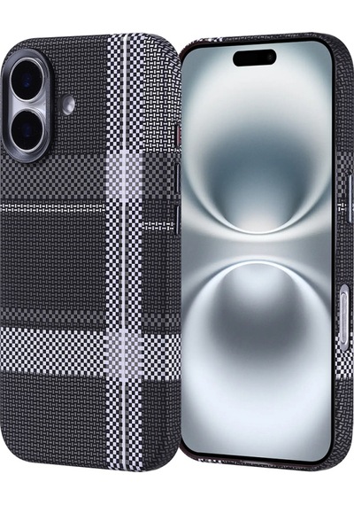 Apple iPhone Uyumlu 16 Kılıf Ultra İnce Karbon Tasarımlı Ve Magsafeli Cabix Premium Kapak Gri Siyah