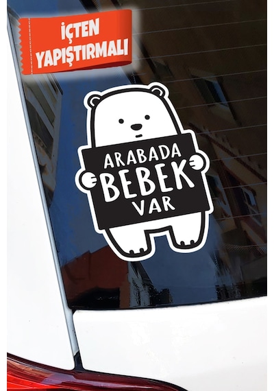 Arabada Bebek Var Ayıcık Oto Sticker 11 16 Cm