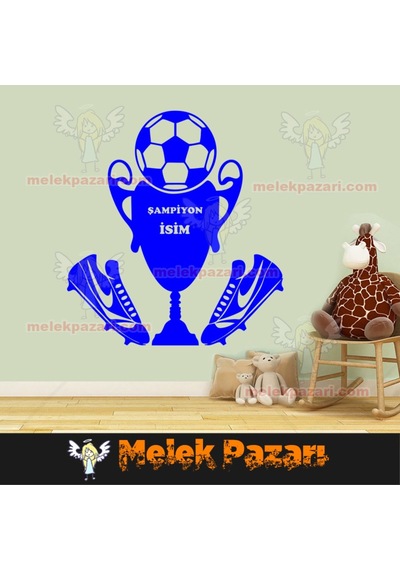 İsim Yazılabilir Şampiyon Futbol Duvar Sticker