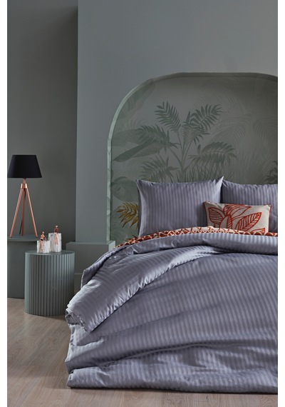 Doqu Home Saten Artline Nevresim Takımı Çift King Size - Gri