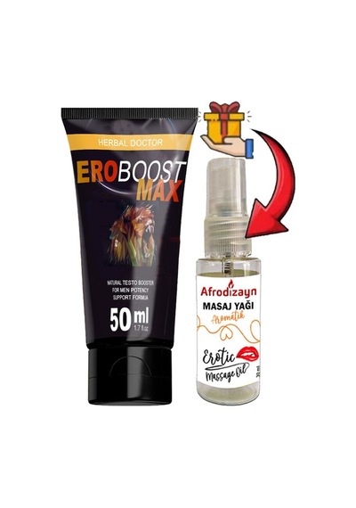 Eroboostmax 1 Tane Erkeklerin Gecesine Özel 50 Boost Krem + Afrodizayn Masaj Yağı