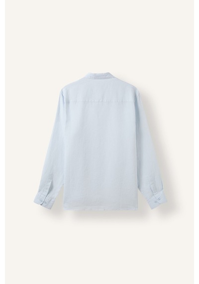 Defacto %100 Keten Regular Fit Polo Yaka Basic Uzun Kollu Gömlek C1825ax26smbe177 Mavi-be177