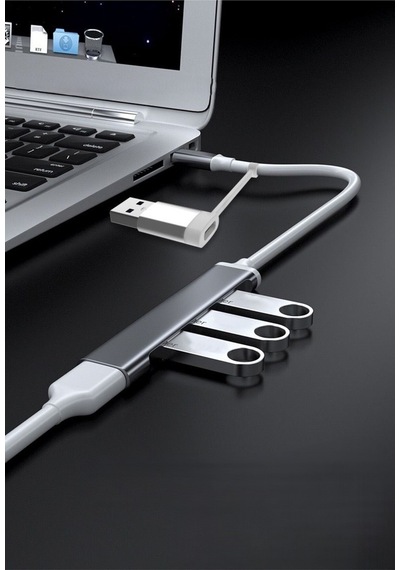 Usb Hub Çoklayıcı 4x Usb Çıkışlı Usb + Type-c Kablolu Usb Çoğaltıcı