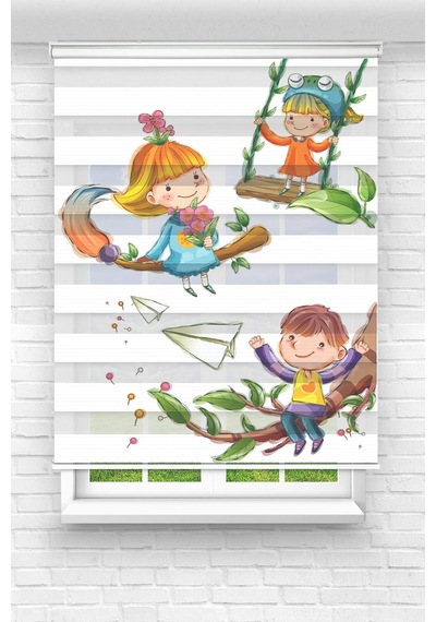 Perdeoutlet38 Baskılı Renkli Sevimli Çocuklar Dijital Baskılı Zebra Perde-cocuk Odası-stor Perde Model:pz-2569 Çok Renkli