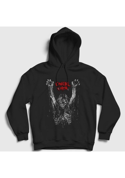 Presmono Unisex Skeleton Cannibal Corpse Kapüşonlu Sweatshirt Siyah