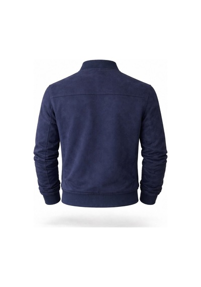 Premium Slim Fit Bomber Kolej Deri Ceket Lacivert