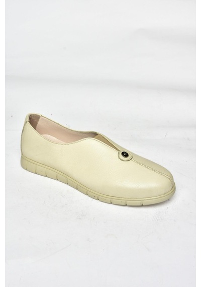 Fox Shoes P555081203 Bej Hakiki Deri Comfort Ortopedik Taban Kadın Ayakkabı Bej