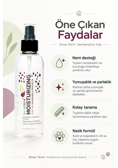 Showtech Köpek Ve Kedi İçin Nemlendirici Yağ 200 Ml - Her Ayrıntıda Fark Yaratan Pürüzsüz Tüyler