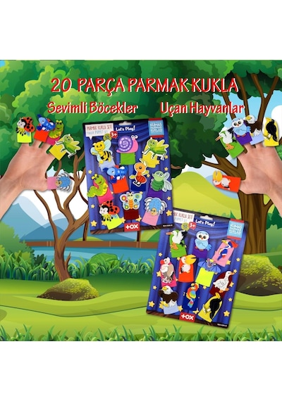 2 Set - 20 Parça Tox Sevimli  Böcekler ve Uçan Hayvanlar Parmak Ku