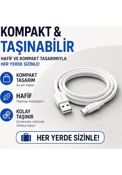 Hepu Hp-431 Royal Usb To Type-c Kablo Hızlı Şarj & Veri Aktarımı 1 Metre 0.1 M