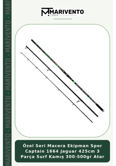Özel Seri Macera Ekipman Spor Captain 1664 Jaguar 425cm 3 Parça Surf Kamış 300-500gr Atar Standart