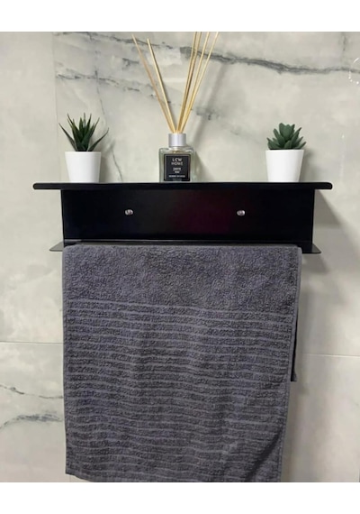 Aryamo Metal Raflı Modern Havluluk Siyah