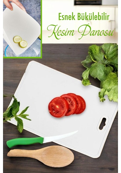 Esnek Bükülebilir Pratik Kesim Kesim Panosu Kesme Tahtası Kesim Matı 32x21 Plastik Gri Diğer