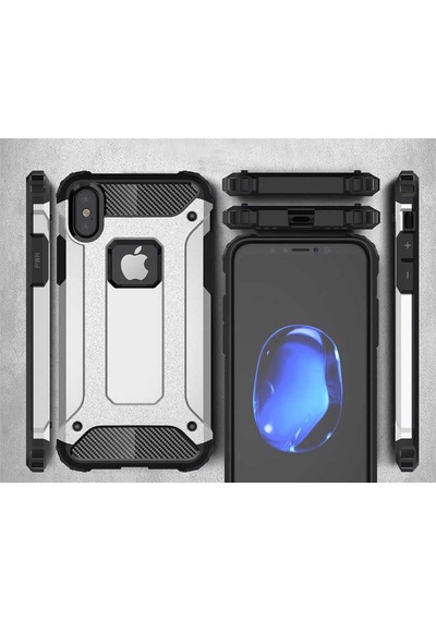 Noktaks - Apple Uyumlu iPhone Xs Max 6.5 - Kılıf Çift Katman Zırh Tank Crash Military Kapak - Siyah