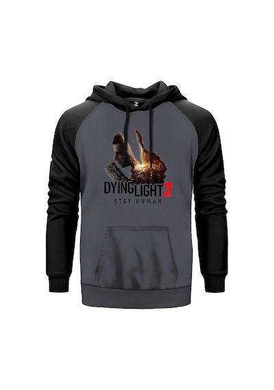 Dying Light Stay Human Gri Renk Reglan Kol Sweatshirt Gri