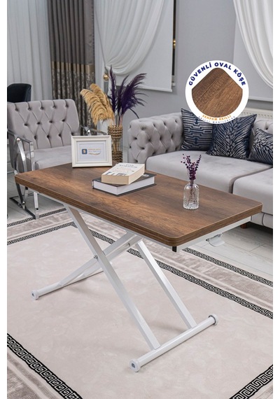 Home Üst Tabla Mdf Barok Ceviz Oval Köşe Alt Beyaz