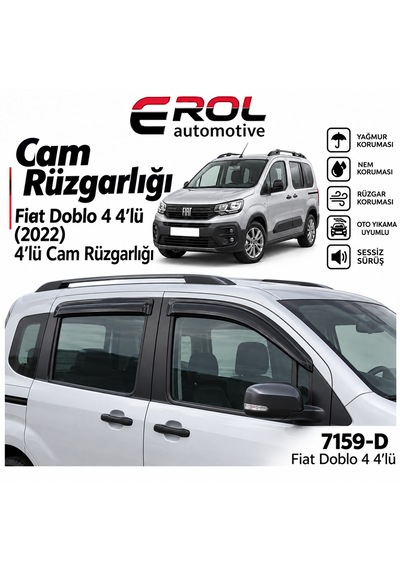 Fiat Doblo 4 2022 4'lü Mugen Cam Rüzgarlığı Siyah