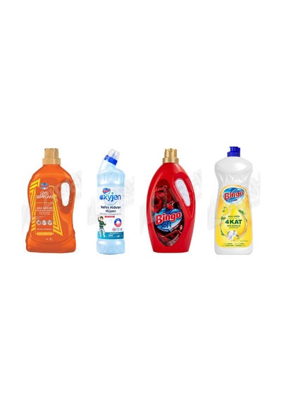 Bingo Giysi Şampuanı 4l + Oksi Jen 750 Ml + Soft Yumuşatıcı 3l + Sıvı Bulaşık Deterjanı 1500 Ml 4'lü Set Diğer