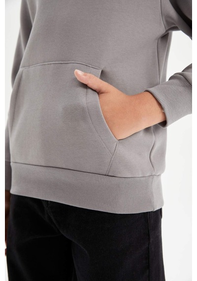 DeFacto Erkek Çocuk Cepli Kapüşonlu Kalın Okul Sweatshirt C7565A824AUGR436 DeFacto Erkek Çocuk Cepli Kapüşonlu Kalın Okul Sweatshirt C7565A824AUGR436