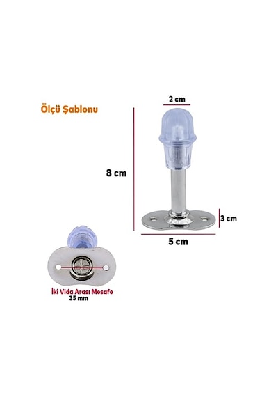 Badem10 Kapı Stoperi Krom 8 Cm Metal 5 Adet Kapı Durdurucu Tutucu Tamponu Stopu Silikonlu