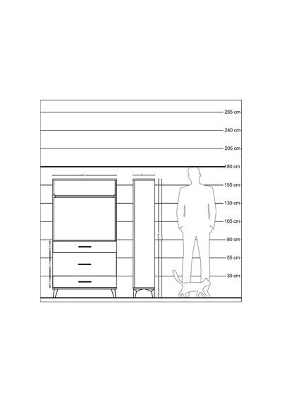Arges Dolap Tek Raflı 3 Çekmeceli Tek Askılı 88x30x163 Aytaşı-çam Aytası