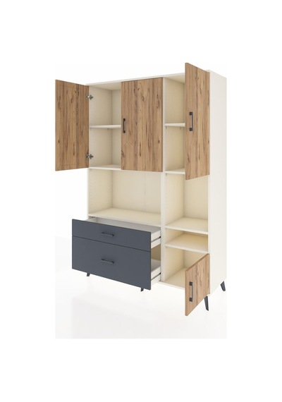 Hyperion Dolap 7 Raflı 2 Çekmeceli 4 Kapaklı 132x44x195 Aytaşı-çam/antrasit Atlas Çam/antrasıt